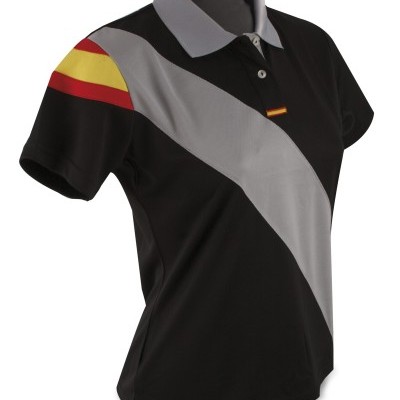 Polo de padel negro para mujer serigrafiado